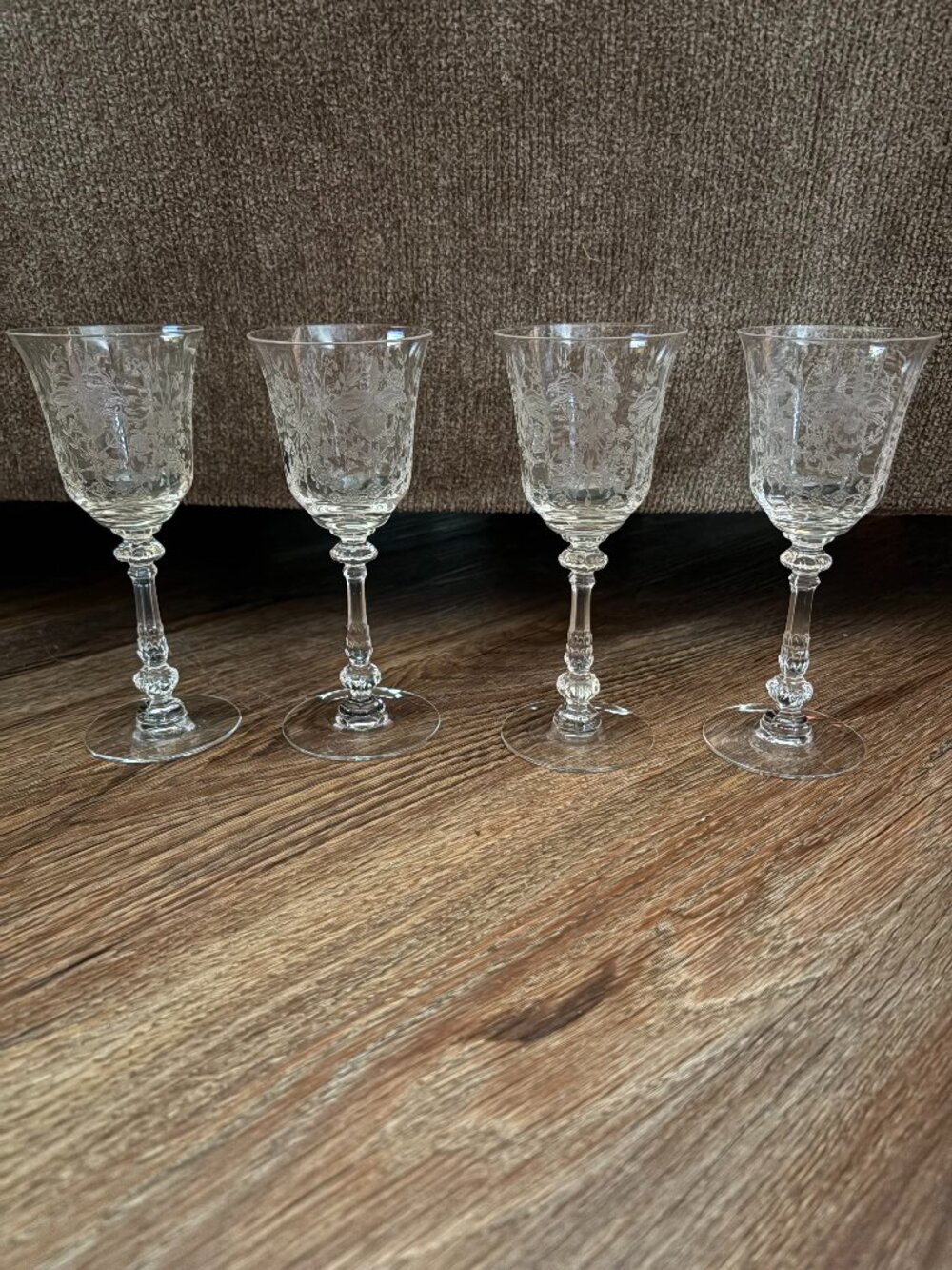 Heisey "Orchard" Vintage 1940's-1950's Small Etched Water/Wine Goblets-Set of 4